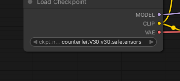 ComfyUI Load Checkpoint 节点和 checkpoint 下拉框实机截图