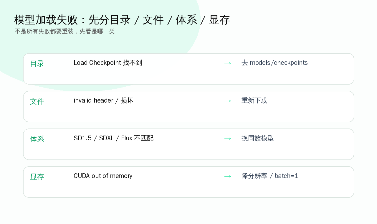 模型加载失败:先分目录、文件、体系、显存